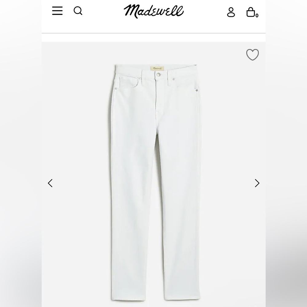 Madewell 10” high-rise skinny white Jeans